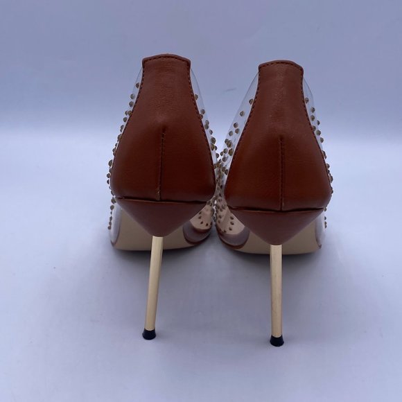 FSJ Studded Pointed Toe Transparent Pumps Heels - Picture 5 of 10